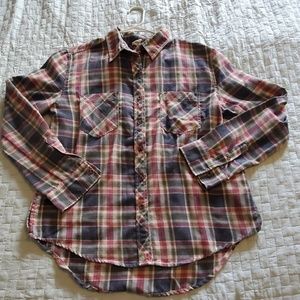 Tunic style plaid button down